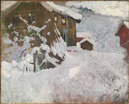 挪威的冬天`Norwegian Winter (1896) by Frits Thaulow