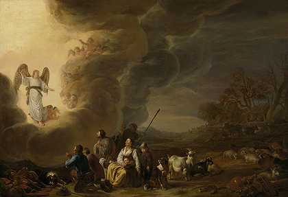 给牧羊人的通告`The annunciation to the shepherd (1630 ~ 1650) by Cornelis Saftleven
