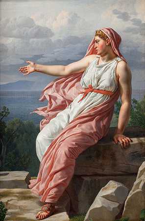 阿尔西恩她向丈夫告别了。来自Ovid宋席变奏曲`Alcyones Farewell to her Husband. From Ovids Metamorphoses, Song XI (1813) by Christoffer Wilhelm Eckersberg