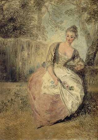 心烦意乱的情人`L’Amante inquiète by Jean-Antoine Watteau
