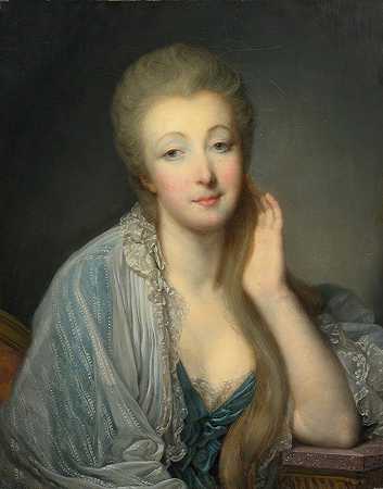 杜巴里伯爵夫人肖像`Portrait of The Comtesse Du Barry by Jean-Baptiste Greuze