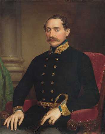 米克洛斯·巴拉巴斯警官的肖像`Portrait of an Officer Miklós Barabás (1854) by Miklós Barabás