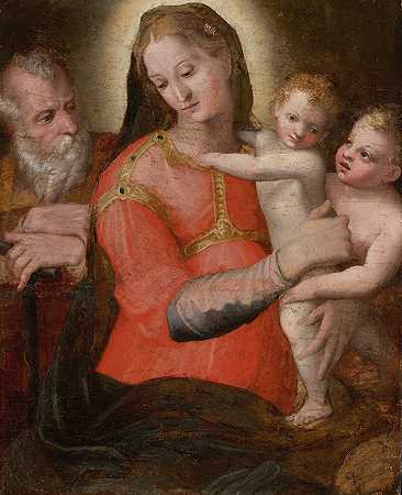 麦当娜和圣约翰的孩子`Madonna And Child With St. John by Pellegrino Tibaldi