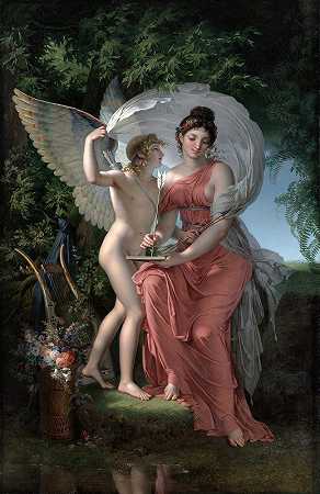 埃拉托，抒情诗的缪斯`Erato, Muse of Lyrical Poetry (1800) by Charles Meynier