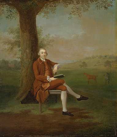 可能是圣安妮的第三男爵约翰·特雷弗萨里的s山和登比格郡的特雷瓦林·霍尔`Probably John Trevor, third Baron Trevor, of St. Annes Hill, Surrey, and Trevalyn Hall, Denbighshire (1763) by Arthur Devis