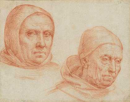 两个多米尼加修士的头`Heads of Two Dominican Friars (1511) by Fra Bartolomeo
