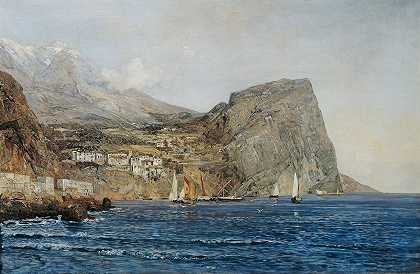 达尔马提亚的海岸景观`Küstenlandschaft in Dalmatien (1890) by Emil Jakob Schindler