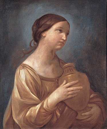 抹大拉拿着那罐药膏`Magdalene With The Jar Of Ointment (1640 ~ 1642) by Guido Reni