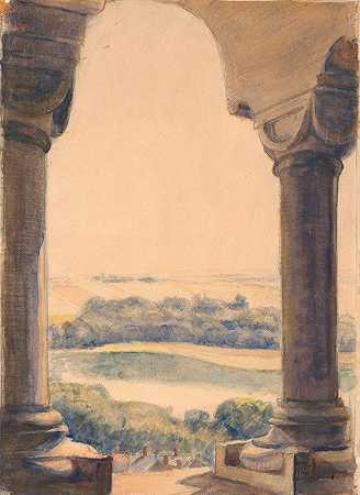 维堡大教堂南塔的景观`Udsigt fra Viborg Domkirkes søndre tårn (1906) by Poul Simon Christiansen