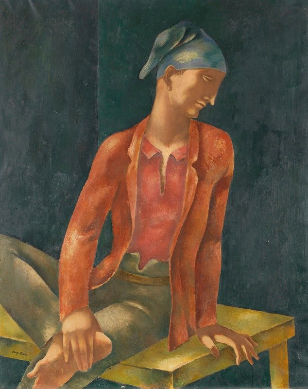 戴蓝帽子的年轻人`Junger Mann mit blauer Kappe (1923) by Eugeniusz Zak
