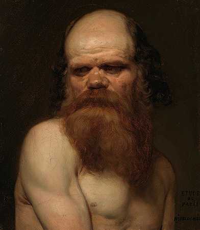 留胡子的男人`Bearded Man, Modelsketch (1835 ~ 1853) by Nils Jakob Olsson Blommér