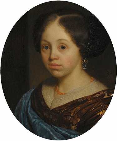 一个女孩的肖像`Portrait Of A Girl by Godfried Schalcken