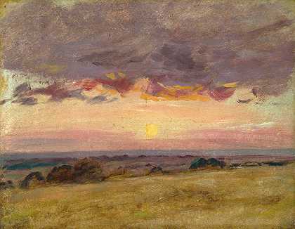 夏天的傍晚，乌云密布`Summer Evening With Storm Clouds by John Constable