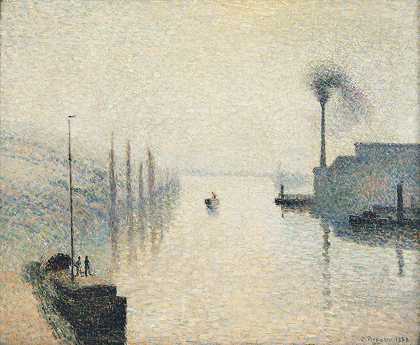 L勒拉克鲁瓦，鲁昂（雾的影响）`LÎle Lacroix, Rouen (The Effect of Fog) by Camille Pissarro