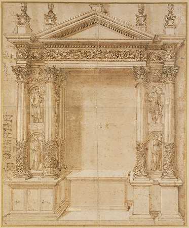 祭坛的设计`Design for an Altar (1527) by Baldassare Peruzzi