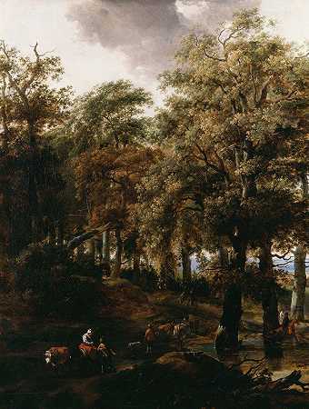 穿过树林的路`A Road through a Wood by Nicolaes Pietersz. Berchem