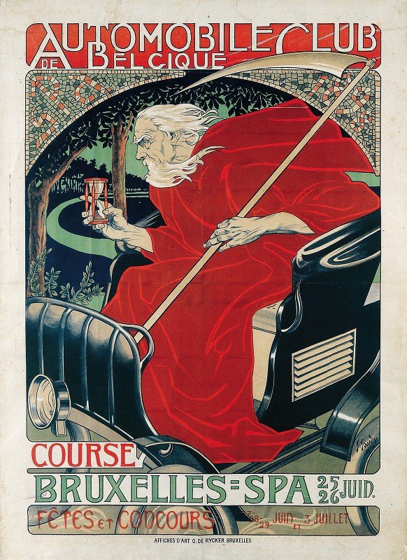 比利时汽车俱乐部。布鲁塞尔温泉`Automobile Club Belgique. Course Bruxelles – Spa (1898) by Georges Gaudy