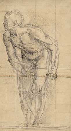 裸体站立的男性`A Standing Male Nude (1590) by Giovanni Battista Naldini