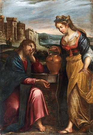 基督和井旁的撒玛利亚女人`Christ and the Samaritan woman at the well by Lavinia Fontana