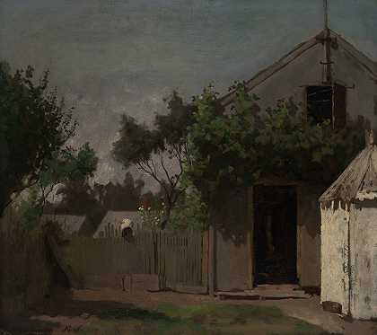 后篱笆`The Back Fence (ca. 1870) by Eastman Johnson