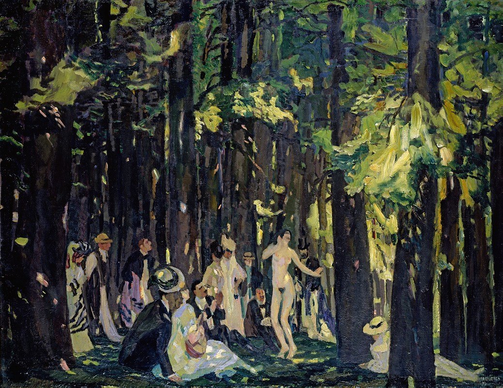 夏季屋顶`Sommertag (1907) by Albert Weisgerber
