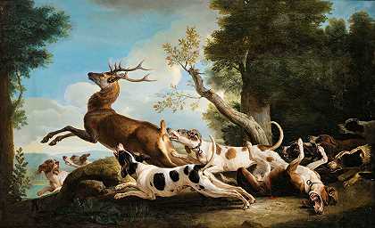 猎鹿`The Stag Hunting by Alexandre François Desportes