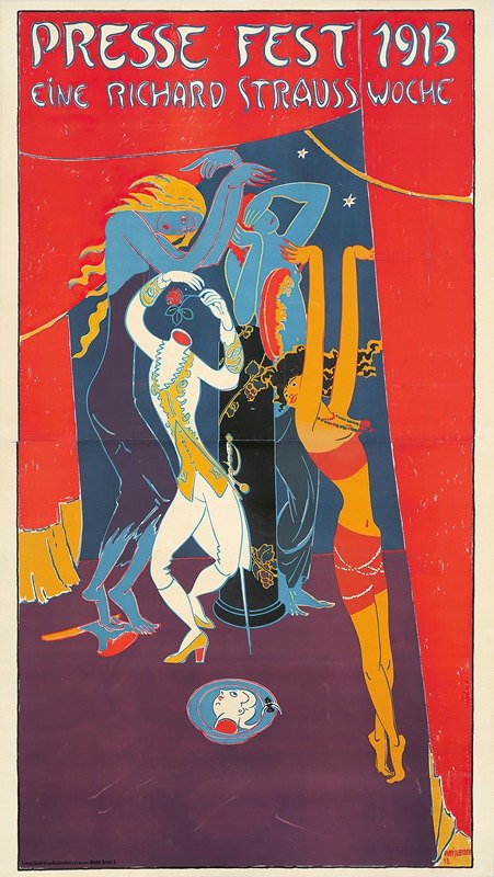 压力派对`Presse Fest (1913) by Albert Weisgerber