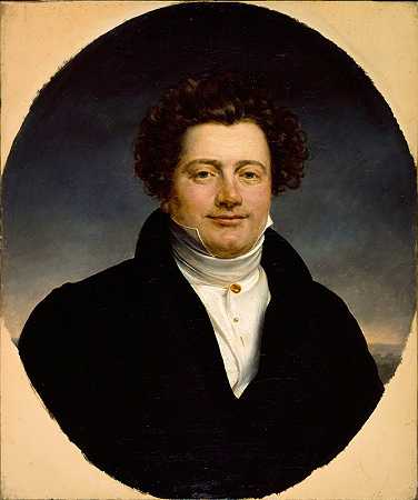 伯纳德·莱昂的肖像画（1784-1856），演员，杂耍和盖特剧院的导演。`Portrait de Bernard~Léon (1784~1856), acteur et directeur des théâtres du Vaudeville et de la Gaîté. (1825) by Henri-François Riesener