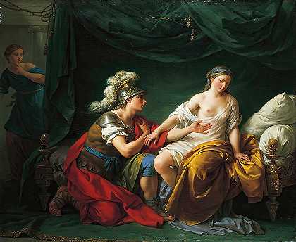阿尔基比亚德斯跪在他的情妇面前`Alcibiades on his Knees Before his Mistress (circa 1781) by Louis-Jean-François Lagrenée