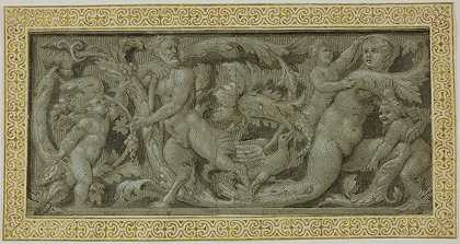 色狼、仙女和普蒂的雕带`Frieze with Satyr, Nymph, and Putti (1503~39) by Circle of Giovanni Antonio de’Sacchis
