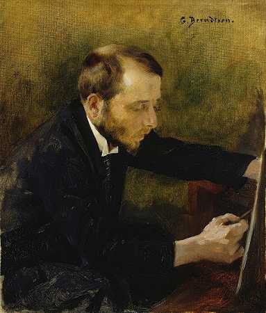 画家埃罗·杰恩费尔特的肖像`Portrait Of Eero Järnefelt The Painter (1892) by Gunnar Berndtson