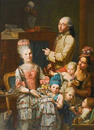 安东尼奥·盖迪尼及其家人的肖像`Portrait Of Antonio Ghedini And His Family by Giuseppe Baldrighi