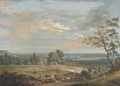 从博克斯利山下贝尔远眺梅德斯通`A Distant View of Maidstone, from Lower Bell Inn, Boxley Hill by Paul Sandby