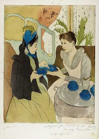 下午茶派对`Afternoon Tea Party (1890–1891) by Mary Cassatt