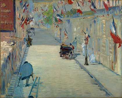 摩斯尼尔街挂着旗帜`The Rue Mosnier with Flags (1878) by Édouard Manet