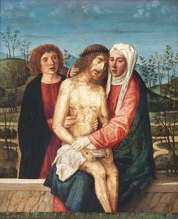 圣母玛利亚和圣约翰`Pietà with Virgin and St. John (1485 – 1527) by Giovanni Di Niccolò Mansueti