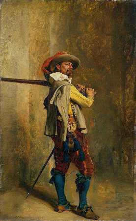 火枪手路易十三时代`A Musketeer; Time of Louis XIII (1856) by Ernest Meissonier