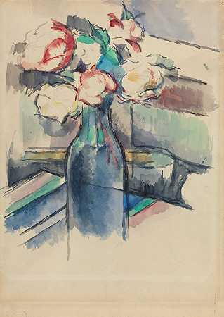 瓶中玫瑰（recto）`Roses in a Bottle (recto) (1900~1904) by Paul Cézanne