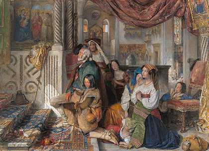 罗马朝圣者`Roman Pilgrims (1854) by John Frederick Lewis