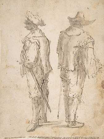 两个站着的人`Two Standing Men (1609~1675) by Domenico Gargiulo