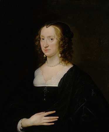 一位优雅女子的肖像`Portrait of an elegant woman by Circle of Anthony van Dyck