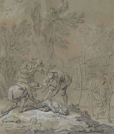 疯子父母的恶作剧`Ragotin lie par les parents du fou (1727) by Jean-Baptiste Oudry