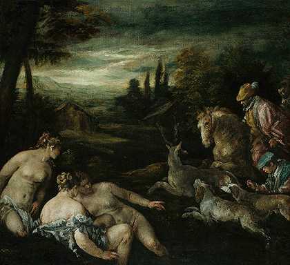 黛安娜和阿克泰翁`Diana and Actaeon (1585~92) by Jacopo Bassano