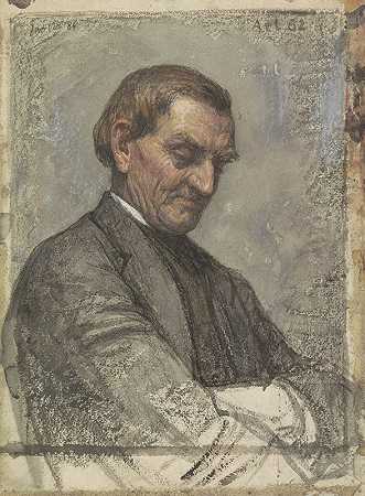 一个愁眉苦脸的男人的画像`Portret van een man, met neergeslagen blik (1884) by Jan Veth