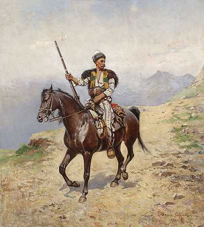东方骑士`Eastern horseman (1911) by Tadeusz Ajdukiewicz