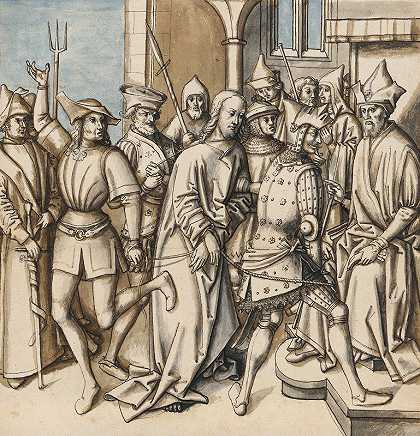 彼拉多面前的基督`Christ before Pilate (1500) by Circle Of Hans Holbein The Elder