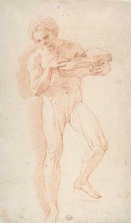 对裸体男人的研究`Study of a Nude Man (1753) by Corrado Giaquinto