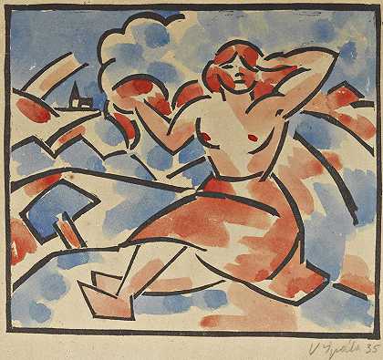 风景中的女人`Woman In A Landscape (1935) by Václav Špála