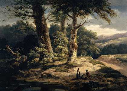木本景观`Woody Landscape (1840–1845) by Alexandre Calame