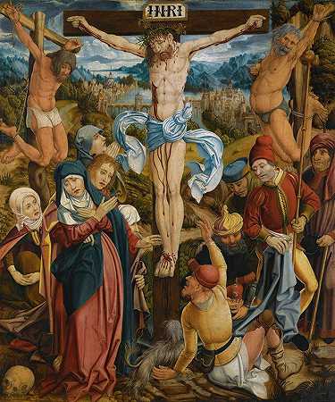 受难`The Crucifixion (circa 1510) by Danube School